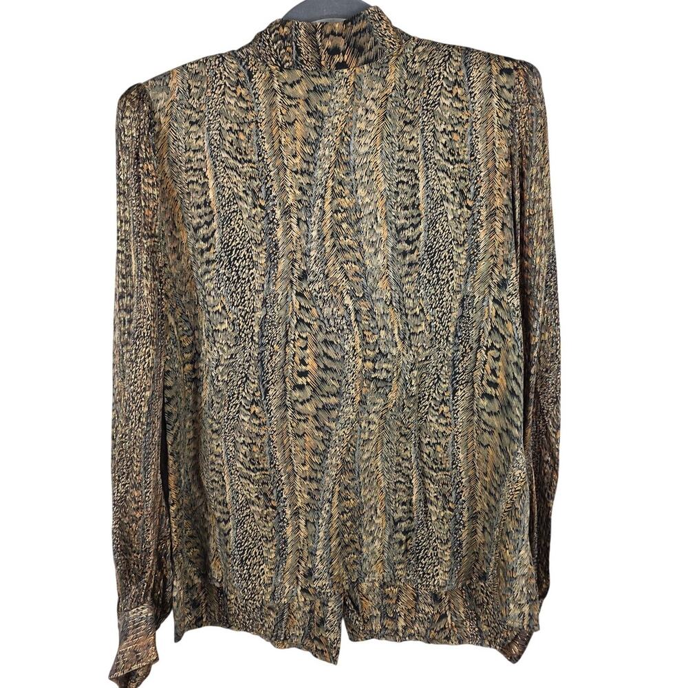 Vintage Adrianna Papell Silk Blouse 80s Shoulder Pads Maximalist Office Siren 12